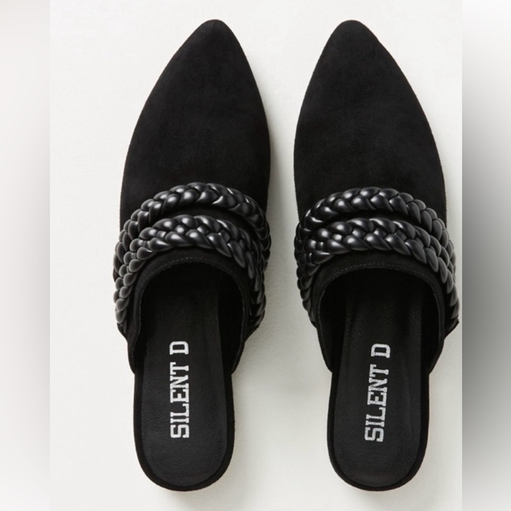 Anthropologie Silent D Gideota Black Braided Mules